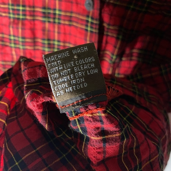 J. McLaughlin Ruffle collar Plaid red XS Blouse button down Christmas - Picture 4 of 8